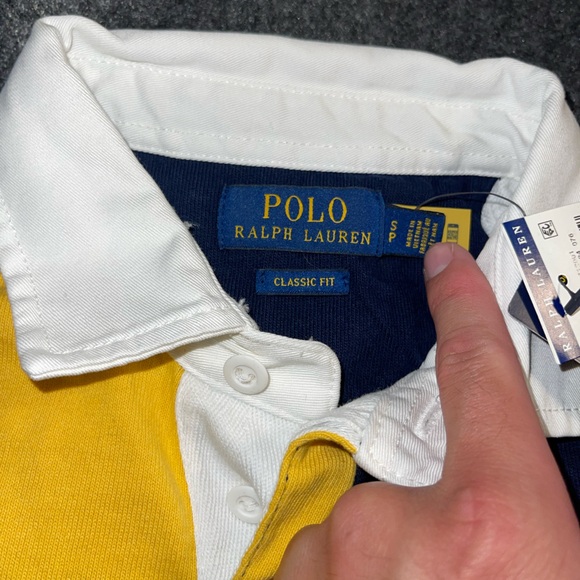 NWT Polo Ralph Lauren Shirt Men S Yellow Kicker Bear Rugby Club Collar Classic - Picture 4 of 8